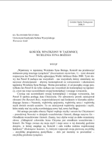 KOŚCIÓŁ WPATRZONY W TAJEMNICĘ WCIELENIA SYNA BOŻEGO