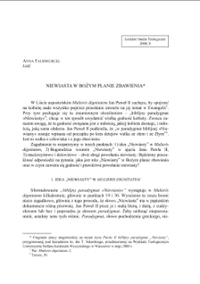 NIEWIASTA W BOŻYM PLANIE ZBAWIENIA