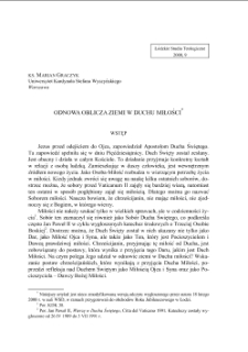 ODNOWA OBLICZA ZIEMI W DUCHU MIŁOŚCI