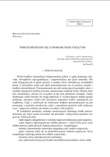 POROZUMIEWANIE SIĘ Z OSOBAMI NIESŁYSZĄCYMI