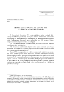 PROCES KSZTAŁTOWANIA SIĘ KANONU 1095 KODEKSU PRAWA KANONICZNEGO