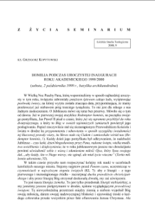 HOMILIA PODCZAS UROCZYSTEJ INAUGURACJI ROKU AKADEMICKIEGO 1999/2000 (sobota, 2 października 1999 r., bazylika archikatedralna)
