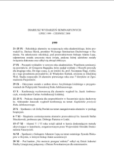 DIARIUSZ WYDARZEŃ SEMINARYJNYCH, LIPIEC 1999 – CZERWIEC 2000