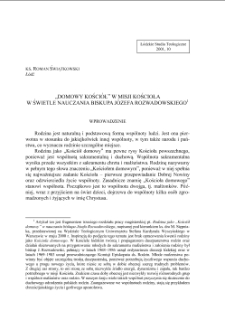 „DOMOWY KOŚCIÓŁ” W MISJI KOŚCIOŁAW ŚWIETLE NAUCZANIA BISKUPA JÓZEFA ROZWADOWSKIEGO