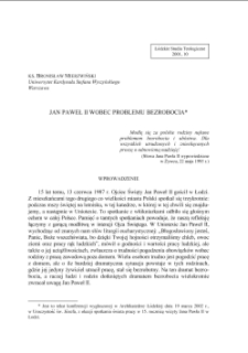 JAN PAWEŁ II WOBEC PROBLEMU BEZROBOCIA