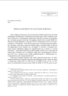 PRAWA LUDZI PRACY W NAUCZANIU KOŚCIOŁA