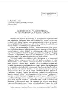 DZIEJE KOŚCIOŁA POLSKIEGO SŁUŻBĄ NA RZECZ CZŁOWIEKA, RODZINY I NARODU
