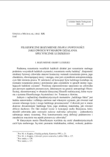 FILOZOFICZNE ROZUMIENIE PRAWA I POWINNOŚCI JAKO DWÓCH WYMIARÓW DZIAŁANIA SPECYFICZNIE LUDZKIEGO