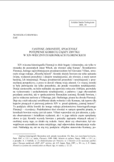 VANITOSE, DISONESTE, SPIACEVOLE. POTĘPIENIE KOBIECEJ ŻĄDZY ZBYTKU W XIV-WIECZNYCH KRONIKACH FLORENCKICH