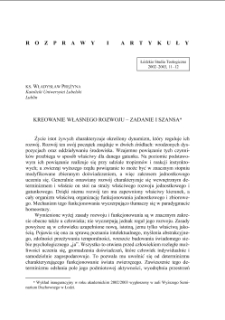 KREOWANIE WŁASNEGO ROZWOJU &ndash; ZADANIE I SZANSA