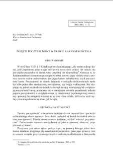 POJĘCIE POCZYTALNOŚCI W PRAWIE KARNYM KOŚCIOŁA