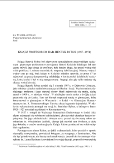 KSIĄDZ PROFESOR DR HAB. HENRYK RYBUS (1907–1974)