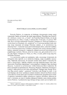 PONTYFIKAT JANA PAWŁA II (W ŁODZI)