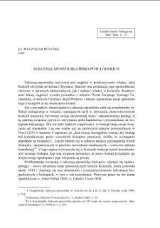SUKCESJA APOSTOLSKA BISKUP&Oacute;W Ł&Oacute;DZKICH