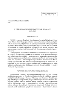 Z DZIEJÓW OJCÓW BERNARDYNÓW W POLSCE 1453–2003