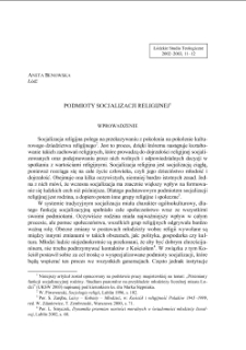 PODMIOTY SOCJALIZACJI RELIGIJNEJ