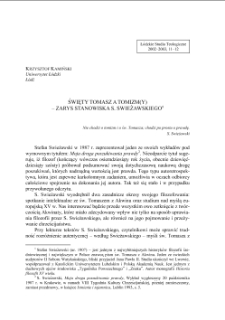 ŚWIĘTY TOMASZ A TOMIZM(Y)&ndash; ZARYS STANOWISKA S. SWIEŻAWSKIEGO