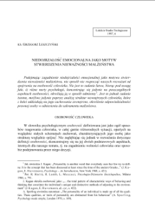 NIEDOJRZAŁOŚĆ EMOCJONALNA JAKO MOTYW STWIERDZENIA NIEWAŻNOŚCI MAŁŻEŃSTWA