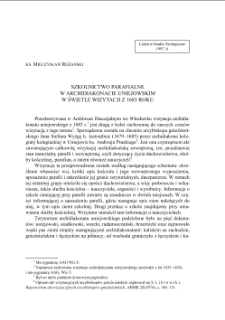 SZKOLNICTWO PARAFIALNEW ARCHIDIAKONACIE UNIEJOWSKIM W ŚWIETLE WIZYTACJI Z 1683 ROKU