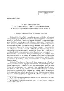 FILIPINI JAKO KUSTOSZE SANKTUARIUM MATKI BOŻEJ ŚWIĘTORODZINNEJ W STUDZIANNIE DO KASATY KONGREGACJI W 1865 R.