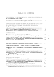 TABLES DES MATIÈRES 1997