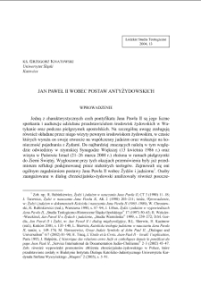 JAN PAWEŁ II WOBEC POSTAW ANTYŻYDOWSKICH