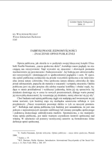 FABRYKOWANIE JEDNOMYŚLNOŚCI– ZNACZENIE OPINII PUBLICZNEJ