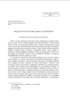 SPOŁECZNO-KULTUROWE ASPEKTY ROZWODÓW