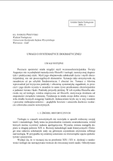 UWAGI O SYSTEMATYCE DOGMATYCZNEJ