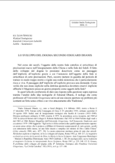 LO SVILUPPO DEL DOGMA SECONDO EDOUARD DHANIS