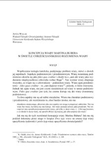 KONCEPCJA WIARY MARTINA BUBERA W ŚWIETLE CHRZEŚCIJAŃSKIEGO ROZUMIENIA WIARY