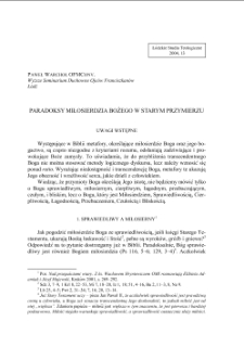 PARADOKSY MIŁOSIERDZIA BOŻEGO W STARYM PRZYMIERZU