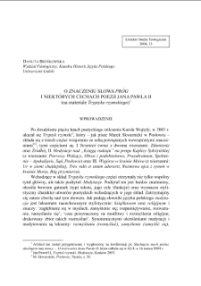 O ZNACZENIU SŁOWA "PRÓG" I NIEKTÓRYCH CECHACH POEZJI JANA PAWŁA II (na materiale Tryptyku rzymskiego)