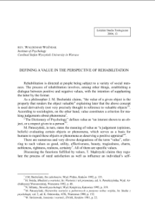 DEFINING A VALUE IN THE PERSPECTIVE OF REHABILITATION