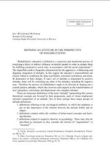 DEFINING AN ATTITUDE IN THE PERSPECTIVE OF REHABILITATION
