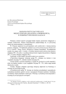 BADANIA DOTYCZĄCE RELACJIMIĘDZY POSTAWĄ RELIGIJNĄ A OSOBOWOŚCIĄ W PERSPEKTYWIE RESOCJALIZACJI