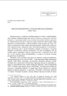 SPIS DUCHOWIEŃSTWA I PARAFII DIECEZJI ŁÓDZKIEJ (1940–1941)