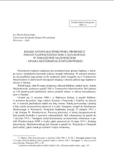 KSIĄDZ ANTONI MACHNIKOWSKI, PROBOSZCZ PARAFII NAJŚWIĘTSZEGO SERCA JEZUSOWEGO W TOMASZOWIE MAZOWIECKIM– OFIARA EKSTERMINACJI HITLEROWSKIEJ