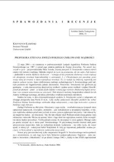 PROFESORA STEFANA SWIEŻAWSKIEGO UMIŁOWANIE MĄDROŚCI