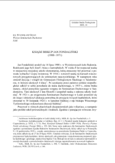 KSIĄDZ BISKUP JAN FONDALIŃSKI (1900–1971)