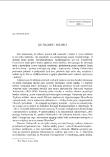 KU FILOZOFII MIŁOŚCI
