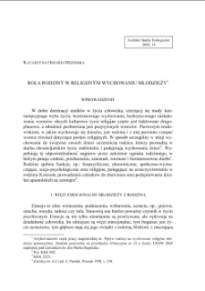 ROLA RODZINY W RELIGIJNYM WYCHOWANIU MŁODZIEŻY