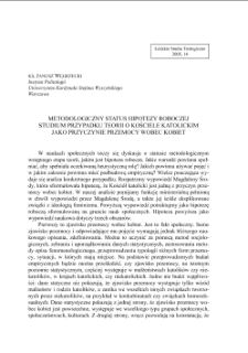 METODOLOGICZNY STATUS HIPOTEZY ROBOCZEJ. STUDIUM PRZYPADKU TEORII O KOŚCIELE KATOLICKIM JAKO PRZYCZYNIE PRZEMOCY WOBEC KOBIET