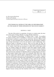 PSYCHOSOCIAL NEEDS OF THE GIRLS IN REFORMATORY ON THE BASIS OF THEIR OPINIONS ON THE GIVEN SUBJECT