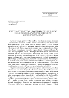 POJĘCIE ANTYSEMITYZMU I JEGO SPOŁECZNE, KULTUROWE I RELIGIJNE ŹRÓDŁA W ŚWIETLE DOKUMENTU "KOŚCIÓŁ WOBEC RASIZMU"