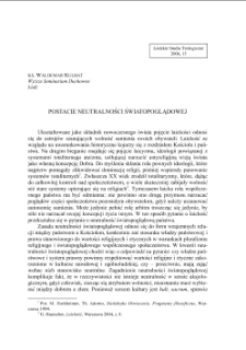 POSTACIE NEUTRALNOŚCI ŚWIATOPOGLĄDOWEJ