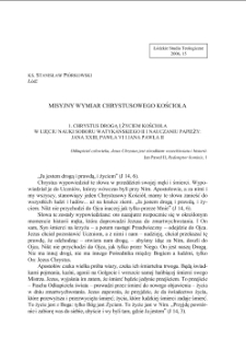 MISYJNY WYMIAR CHRYSTUSOWEGO KOŚCIOŁA