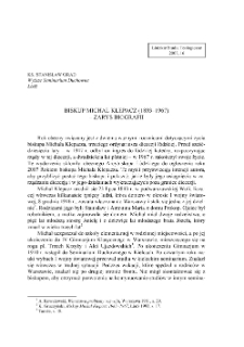 BISKUP MICHAŁ KLEPACZ (1893–1967)– ZARYS BIOGRAFII