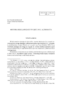 HISTORIA SEKULARYZACJI W UJĘCIU H.U. ALTERMATTA