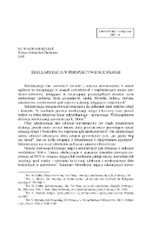 SEKULARYZACJA W PERSPEKTYWIE SOCJOLOGII